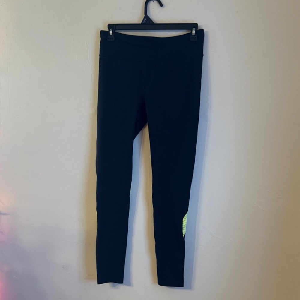 Under Armour Black Leggings with Bright Green Detail